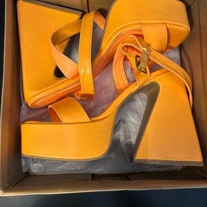 Vibrant Orange Platform Sandals